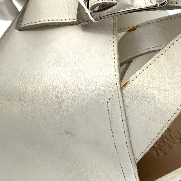 Hermes Size 38 White Leather Open-Toe High Heel Sandals With Buckle Strap & 95mm - Picture 9 of 12